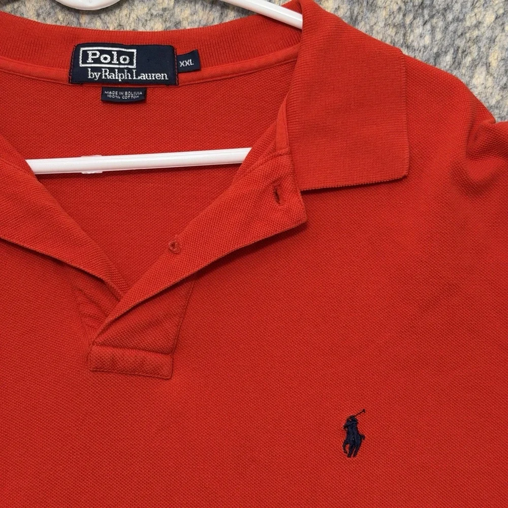 Polo Ralph Lauren Men’s XXL Red Long Sleeve Polo Shirt Navy Pony Cotton